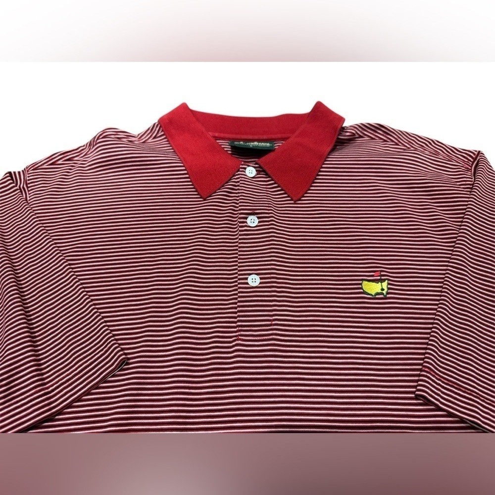 Amen Corner Masters Golf Polo Men's Size Large Red Black Striped Cotton